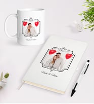 BK Gift Kişiye Özel İsimli Fotoğraflı Beyaz Defter Kalem ve Kupa Seti-31 (Model 1)