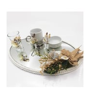 Lora Davet Damat Kahve Fincanı Tepsisi Oval (1 Adet) Beyaz - 53107