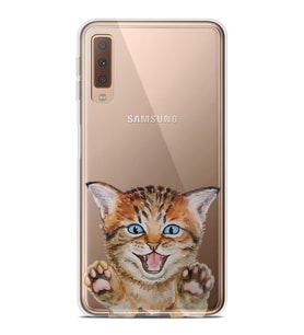 Kılıfland Samsung Galaxy A7 2018 Kılıf Silikon Resimli Kapak Paw Cat Stok 937