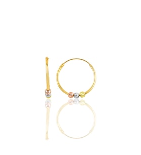Söğütlü Silver Gümüş altın yaldızlı 18 mm renkli doricalı halka küpe