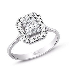 0.15 Ct. Modern Tasarım Baget Kare Tektaş Yüzük