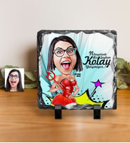 BK Gift Kişiye Özel Bayan Karikatürlü Dekoratif Doğal Taş  4