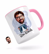 BK Gift Kişiye Özel Erkek Radyolojist Karikatürlü Pembe Kupa Bardak-1
