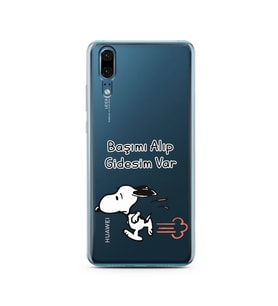 Snoopy Tasarımlı Süper Şeffaf Silikon Telefon Kılıfı Huawei P20 