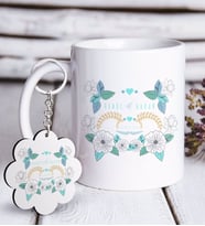 BK Gift Kişiye Özel Sevgililer Günü Beyaz Kupa ve Anahtarlık Hediye Seti-123 (Model 1)