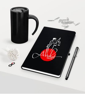 BK Gift Kişiye Özel Avukat Temalı Siyah Defter Kalem ve Termos Mug Seti - 11 (Model 1)
