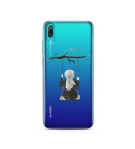 Salıncak Kız Tasarımlı Süper Şeffaf Silikon Telefon Kılıfı Huawei Y7 Prime 2019