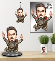 Kişiye Özel Asker Karikatürlü 3 lü Hediye Seti Bay-2