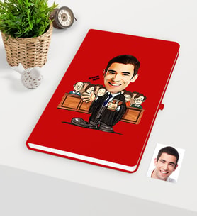 BK Gift Kişiye Özel Bay Avukat Karikatürlü Kırmızı Defter - 2