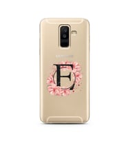 Pembe Çiçekli Harf Tasarım Süper Şeffaf Silikon Telefon Kılıfı Samsung A6 Plus E