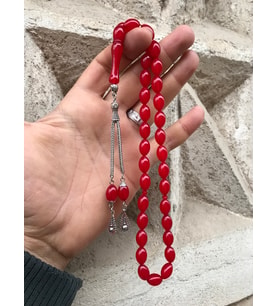 Vişne Çürüğü Tonunda Beyzi Kesim Toz Kehribar Tesbih