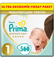 Prima Premium Care Bebek Bezi Beden:1 (2-5Kg) Yeni Doğan 560 Adet Ultra Ekonomik Fırsat Pk