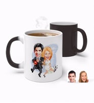 BK Gift Kişiye Özel Sevgililer Karikatürlü Sihirli Kupa Bardak-15 (Beyaz)
