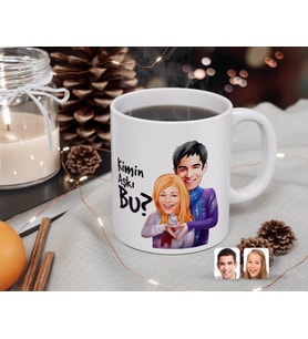 BK Gift Kişiye Özel Sevgililer Kimin Aşkı Bu Karikatürlü Beyaz Kupa Bardak-89