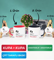 İkili Kırmızı Siyah Eş Kupa Bardak Anahtarlık