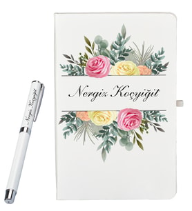 Kişiye Özel Defter Ve Kalem Set Roller Kalem ile Birlikte Hediye Paketinde