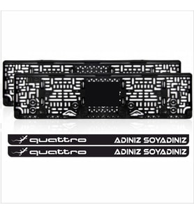 Audi Quattro İsimli Takmatik Pleksi Plakalık (2 Adet)