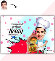 BK Gift Kişiye Özel Bay Kebapçı Ustası Karikatür Baskılı Yaş Pasta İçin Yenilebilir Şekerli Kağıt  1(Sadece Kağıt)