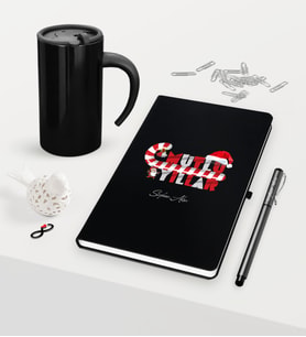 BK Gift Kişiye Özel Yılbaşı Mutlu Yıllar Temalı Siyah Defter Kalem Termos Mug Seti - 2