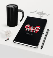 BK Gift Kişiye Özel Yılbaşı Mutlu Yıllar Temalı Siyah Defter Kalem Termos Mug Seti - 2