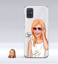 BK Gift Kişiye Özel Bayan Kolay Yetişmiyor Karikatürlü Samsung Galaxy A51 İnce Şeffaf Silikon Telefon Kapağı-4 (Beyaz)