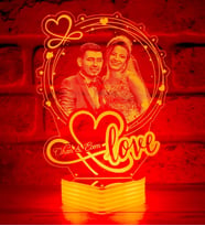 Sevgiliye Love Yazılı Hediye, Kişiye Özel Resimli 3D Lamba (Kırmızı)
