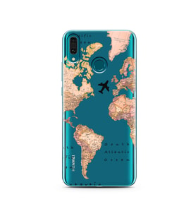 Transparan Harita Tasarım Süper Şeffaf Silikon Telefon Kılıfı Huawei Y9 2019