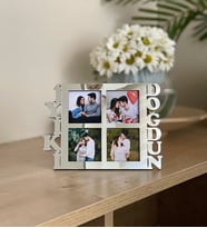 Kişiye Özel 4 Fotoğraflı İyiki Doğdun Mdf Çerçeve Gümüş