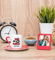 Şehir Plancısı Kırmızı Kahve Fincanı ve Kırmızı Mini Fotoğraf Çerçevesi