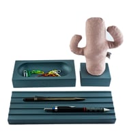 Kayigo Gri Woody Üçlü Ofis Seti- Pembe Kaktüs