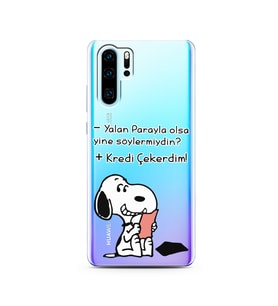 Snoopy Tasarımlı Süper Şeffaf Silikon Telefon Kılıfı Huawei P30 Pro
