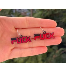 F*ck Yazılı Renkli Unisex Metal Küpe PYTKKP006 (Karışık)