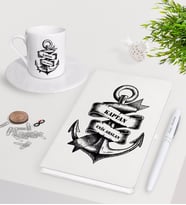 BK Gift Kişiye Özel Kaptan Beyaz Defter Kalem Türk Kahvesi Fincanı Seti-6 (Model 1)