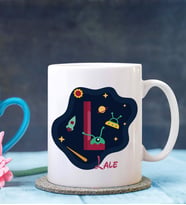 Kişiye Özel L Harfi Temalı Space Tasarımlı Beyaz Kupa