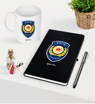 BK Gift Kişiye Özel Polis Çevik Kuvvet Temalı Siyah Defter Kalem Kupa Seti (Model 1)