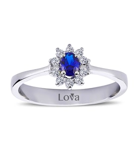 Lova Pırlantalı Oval Safir Anturaj Yüzük - 1050243