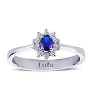 Lova Pırlantalı Oval Safir Anturaj Yüzük - 1050243