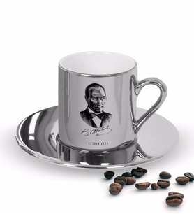 BK Gift Kişiye Özel Atatürk Temalı Aynalı Gümüş Türk Kahvesi Fincanı-14 (Beyaz)