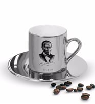 BK Gift Kişiye Özel Atatürk Temalı Aynalı Gümüş Türk Kahvesi Fincanı-14 (Beyaz)