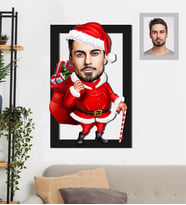Kişiye Özel Yılbaşı Erkek Karikatürlü 3D Ahşap Tablo 30x47 Model-1