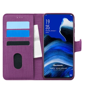 Microsonic Oppo Reno 2Z Kılıf Fabric Book Wallet Mor