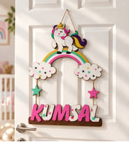 Gifties Unicorn ve Bulut Temalı Kişiye Özel Kapı Süsü