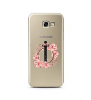 Pembe Çiçekli Harf Tasarım Süper Şeffaf Silikon Telefon Kılıfı Samsung A5 (2017)