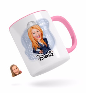 BK Gift Kişiye Özel Kadın Mühendis Karikatürlü Pembe Kupa Bardak