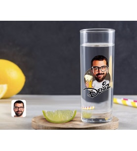BK Gift Kişiye Özel Renkli Baskılı Erkek Karikatürlü Vodka Bardağı-51 (Beyaz)
