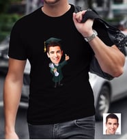 BK Gift Kişiye Özel Bay Mezun Karikatürlü Siyah T-Shirt
