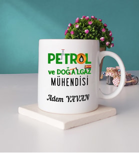 Petrol Ve Doğalgaz Mühendisi Kupa Bardak ve Taş Bardak Altlığı Seti
