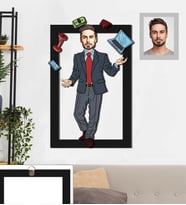 Kişiye Özel İş Adamı Karikatürlü 3D Ahşap Tablo 30x47 Bay-1