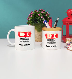 Hukuk Okuduğumu Söylemiş Miydim Hukukçu Hediye Kupa Bardak ve Kalemlik Seti