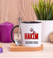Hakim Ahşap Altlıklı Siyah Kupa Bardak
